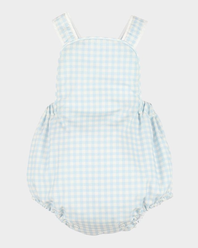 Boy's Vintage Gingham-Print Overalls, Size 6M-18